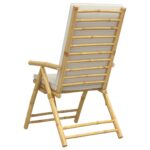 Chaises inclinables de jardin pliantes lot de 4 coussins bambou – Image 4