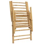 Chaises inclinables de jardin pliantes lot de 4 coussins bambou – Image 5