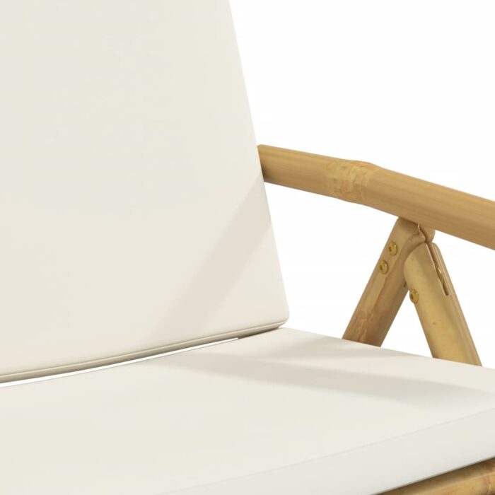 Chaises inclinables de jardin pliantes lot de 4 coussins bambou – Image 6