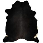 Tapis en peau de vache véritable noir 180x220 cm – Image 3