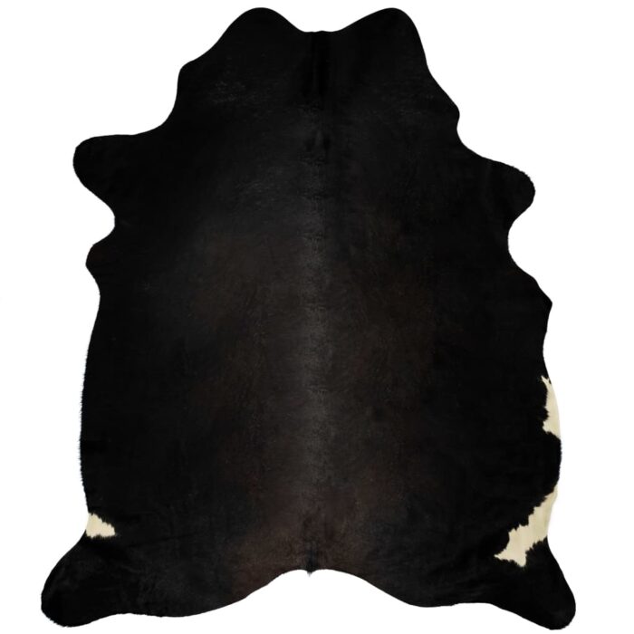 Tapis en peau de vache véritable noir 180x220 cm – Image 3
