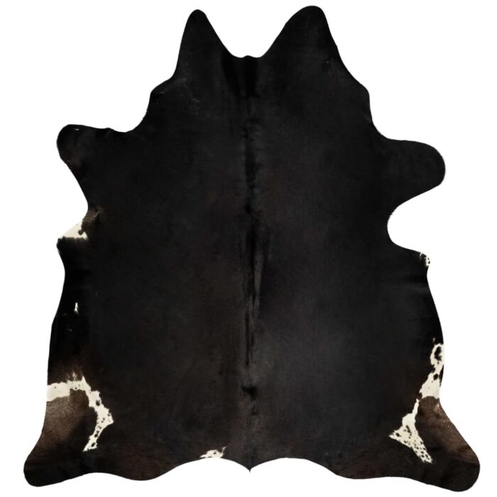 Tapis en peau de vache véritable noir 180x220 cm – Image 4