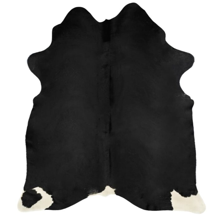 Tapis en peau de vache véritable noir 180x220 cm – Image 5