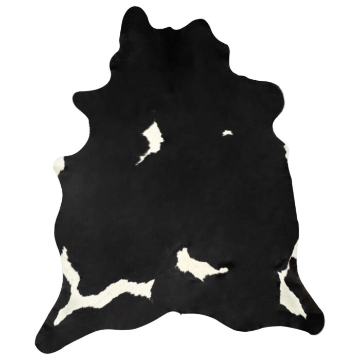 Tapis en peau de vache véritable noir et blanc 180x220 cm – Image 3