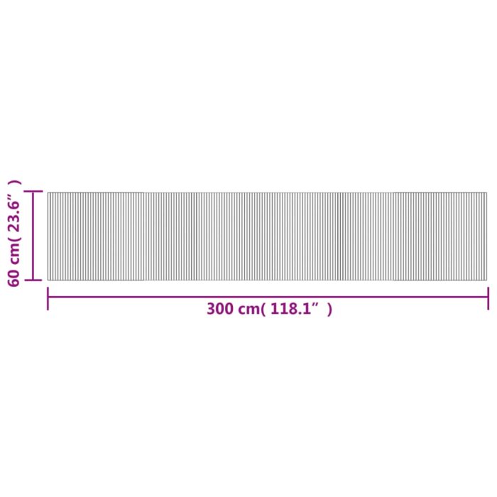 Tapis rectangulaire gris 60x300 cm bambou – Image 6