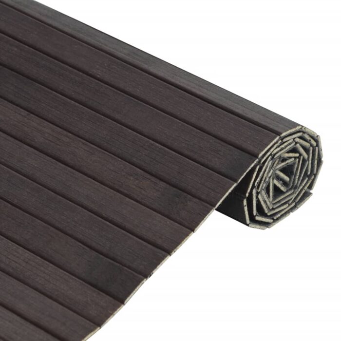 Tapis rectangulaire marron foncé 60x300 cm bambou – Image 2