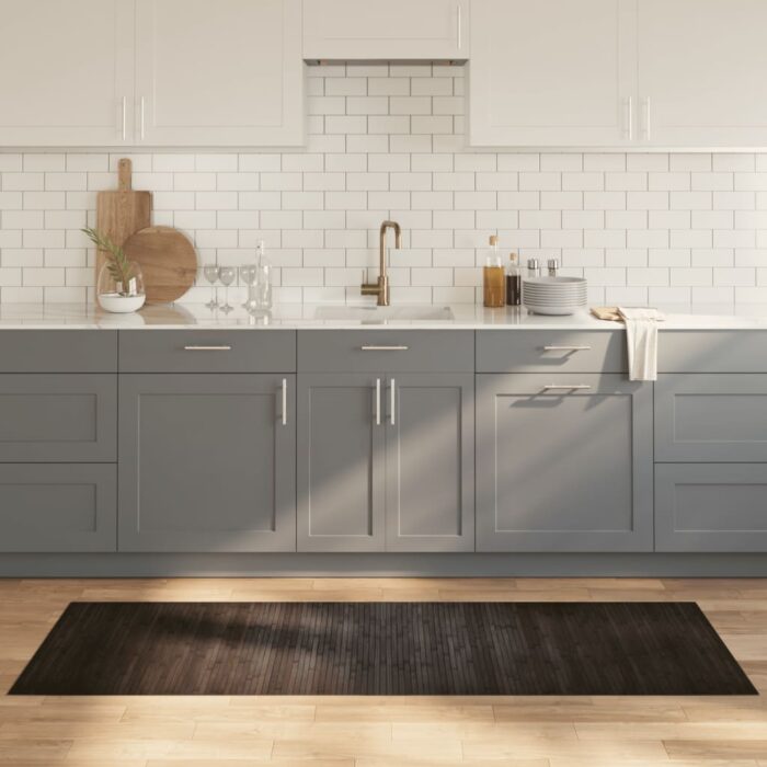 Tapis rectangulaire marron foncé 70x200 cm bambou – Image 1