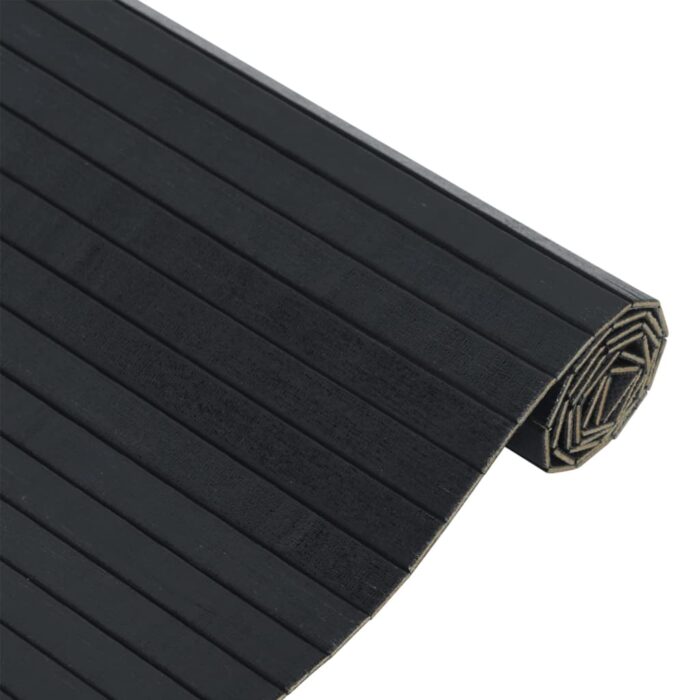 Tapis rectangulaire noir 70x400 cm bambou – Image 2