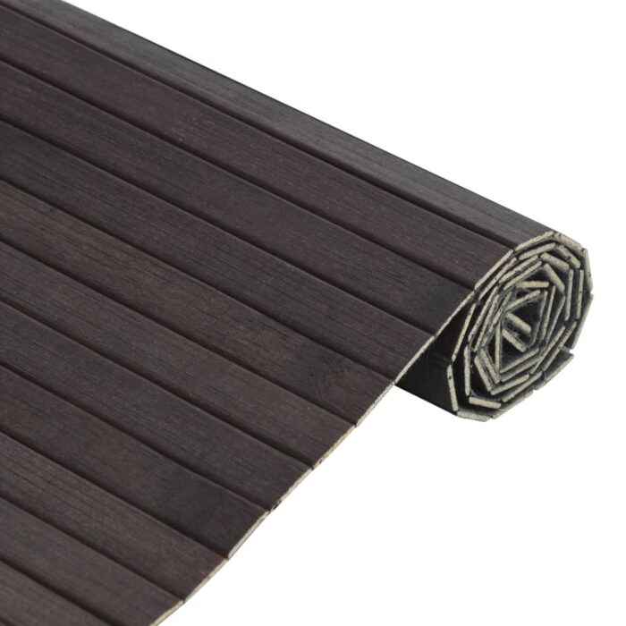Tapis rectangulaire marron foncé 70x400 cm bambou – Image 2