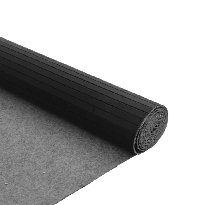 Tapis rectangulaire noir 80x200 cm bambou – Image 3