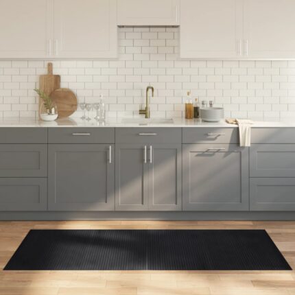 Tapis rectangulaire noir 80x200 cm bambou