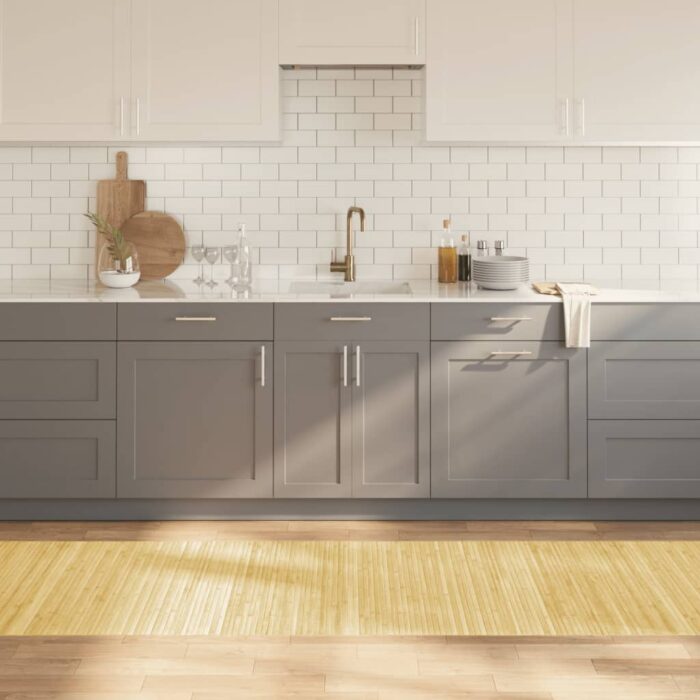 Tapis rectangulaire naturel clair 80x300 cm bambou – Image 1