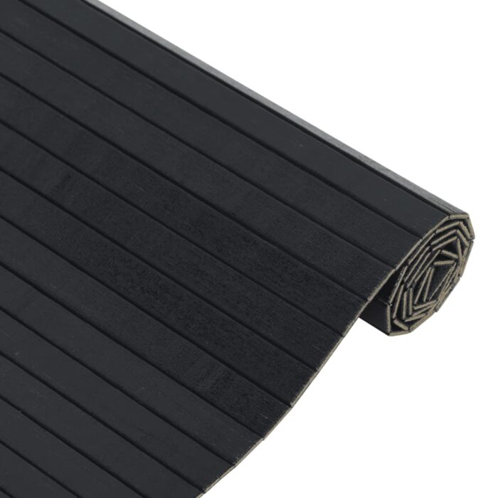 Tapis rectangulaire noir 100x100 cm bambou – Image 2