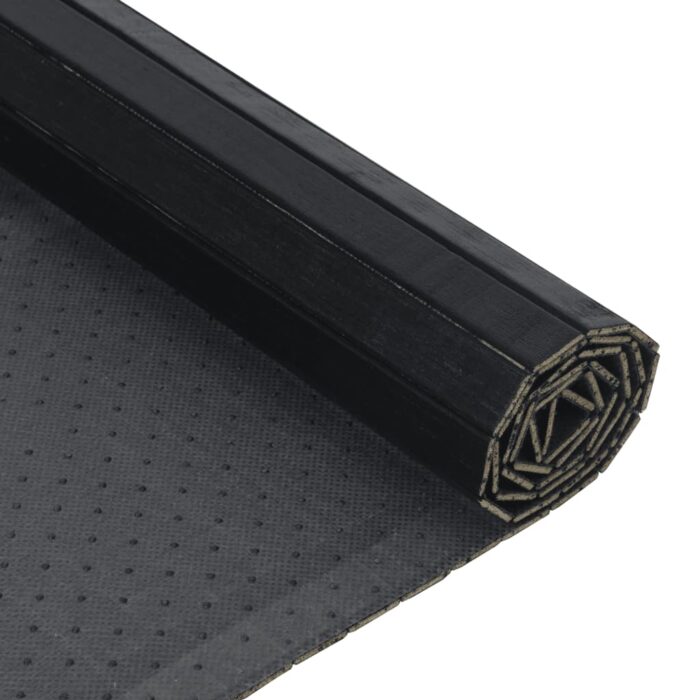 Tapis rectangulaire noir 100x100 cm bambou – Image 3