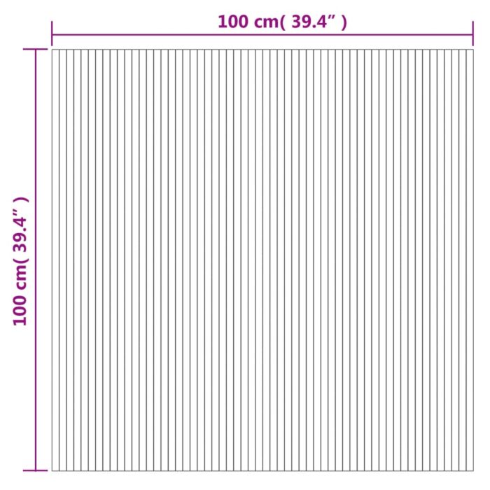 Tapis rectangulaire noir 100x100 cm bambou – Image 6