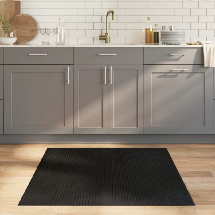 Tapis rectangulaire noir 100x100 cm bambou – Image 1