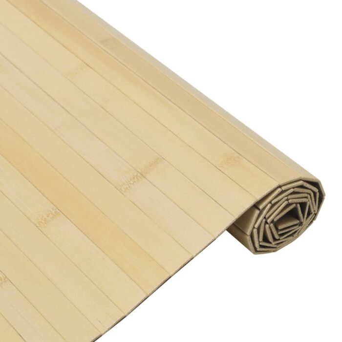 Tapis rectangulaire naturel clair 100x200 cm bambou – Image 2