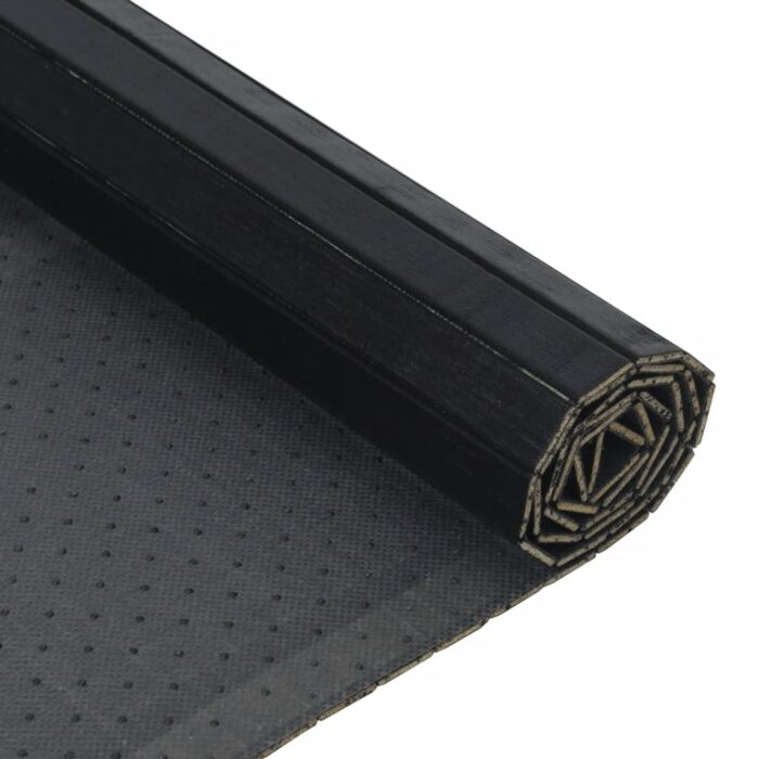 Tapis rectangulaire noir 100x400 cm bambou – Image 3