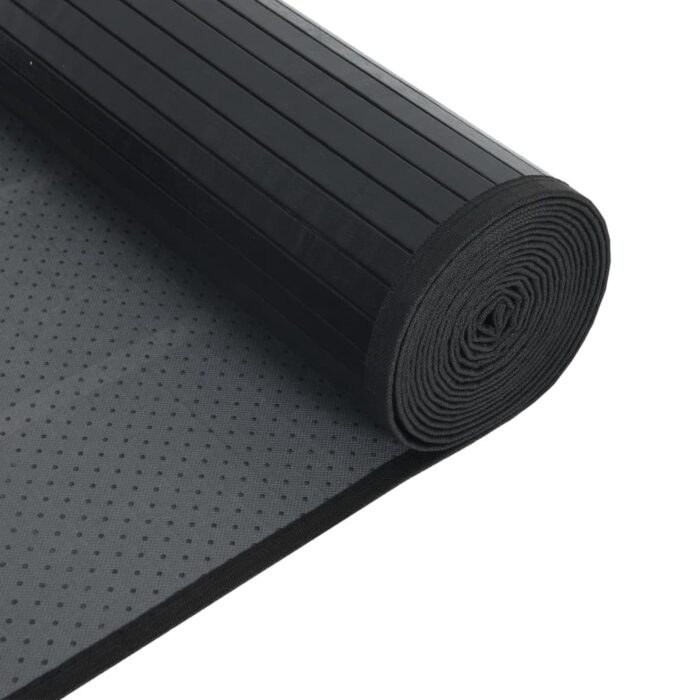Tapis rectangulaire noir 60x100 cm bambou – Image 3