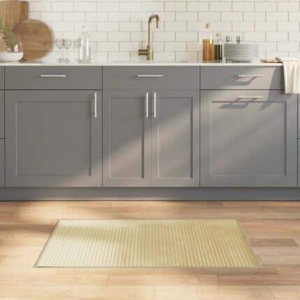 Tapis rectangulaire naturel clair 60x100 cm bambou