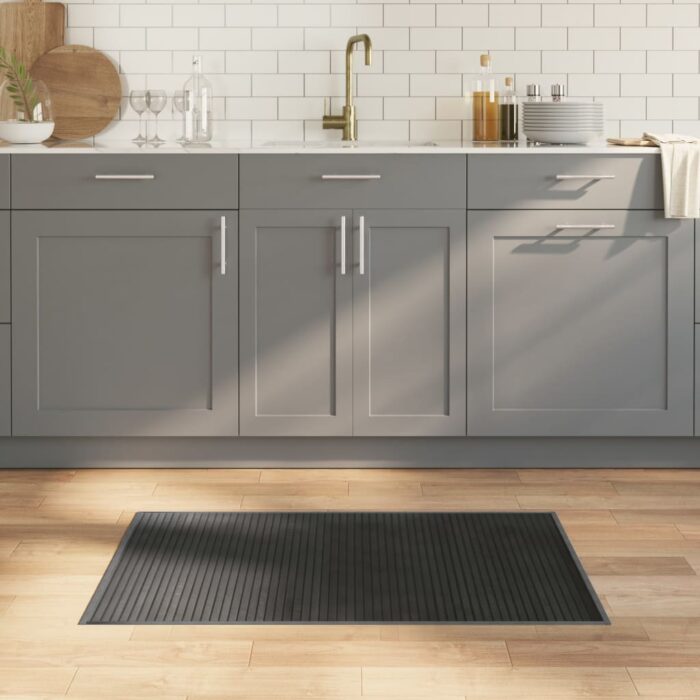 Tapis rectangulaire gris 60x100 cm bambou – Image 1