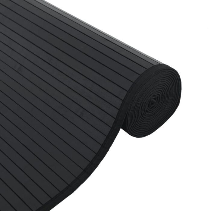 Tapis rectangulaire noir 60x200 cm bambou – Image 2