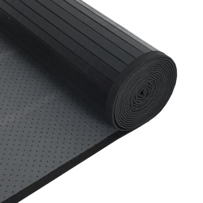 Tapis rectangulaire noir 60x200 cm bambou – Image 3