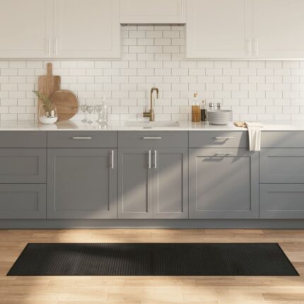 Tapis rectangulaire noir 60x200 cm bambou