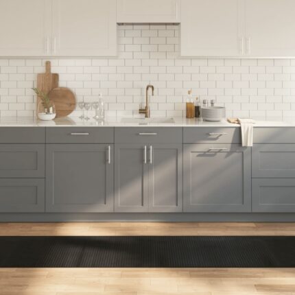 Tapis rectangulaire noir 60x1000 cm bambou