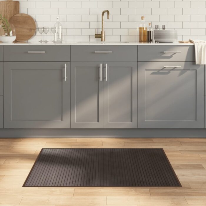 Tapis rectangulaire marron foncé 70x100 cm bambou – Image 1