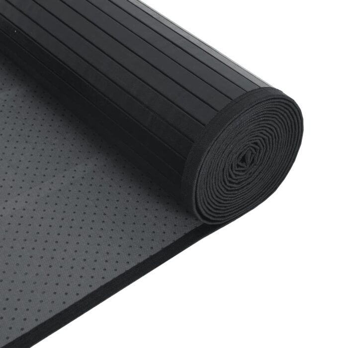 Tapis rectangulaire noir 70x400 cm bambou – Image 3