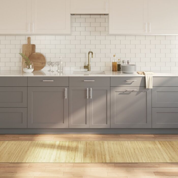 Tapis rectangulaire naturel clair 70x500 cm bambou – Image 1