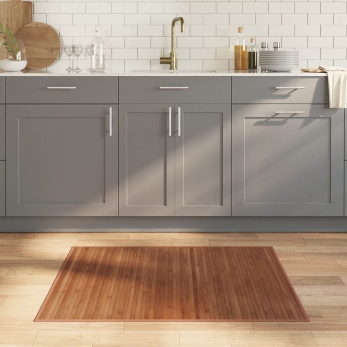 Tapis rectangulaire marron 80x100 cm bambou – Image 1