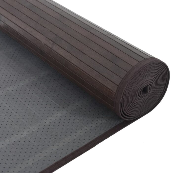 Tapis rectangulaire marron foncé 80x200 cm bambou – Image 3