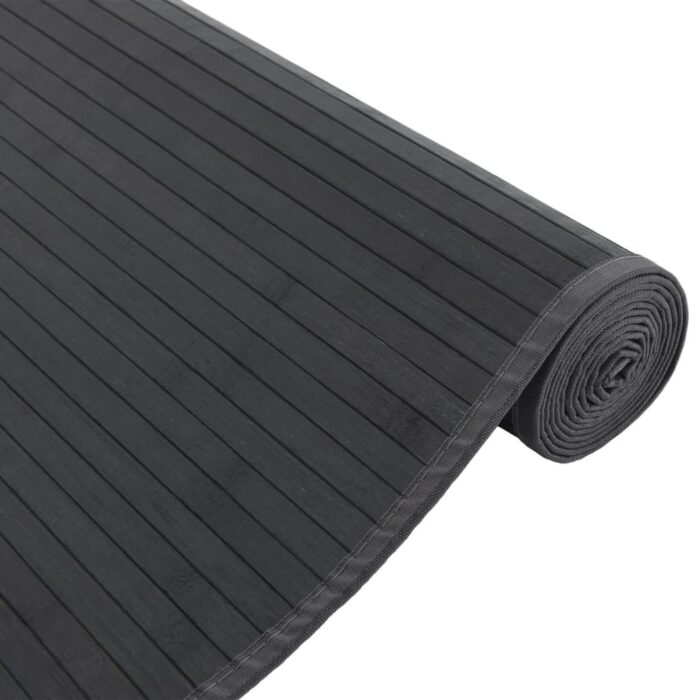 Tapis rectangulaire gris 80x500 cm bambou – Image 2