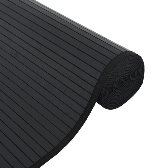 Tapis carré noir 100x100 cm bambou – Image 2