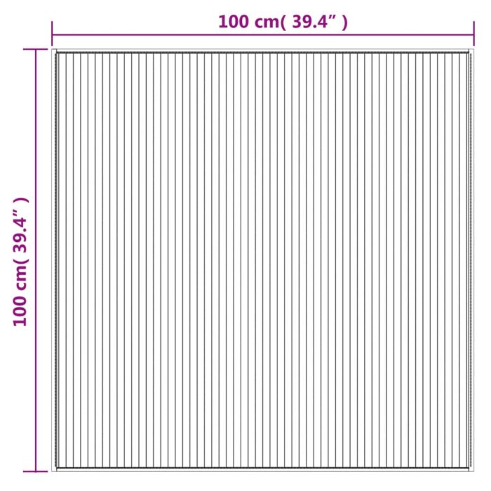 Tapis carré noir 100x100 cm bambou – Image 6