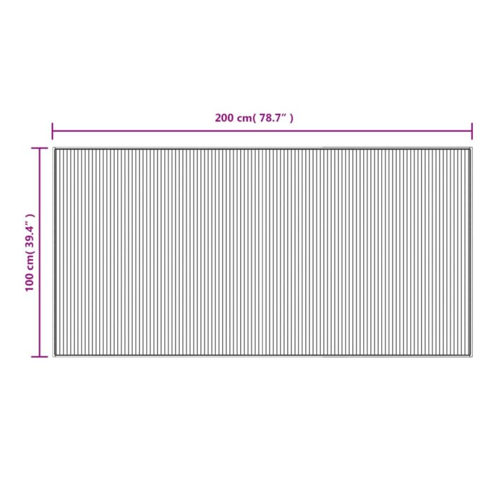 Tapis rectangulaire marron 100x200 cm bambou – Image 6