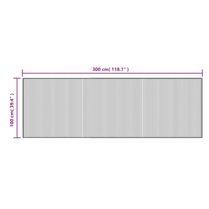Tapis rectangulaire naturel 100x300 cm bambou – Image 6
