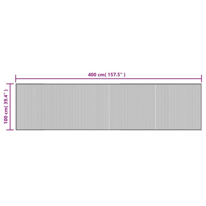 Tapis rectangulaire gris 100x400 cm bambou – Image 6