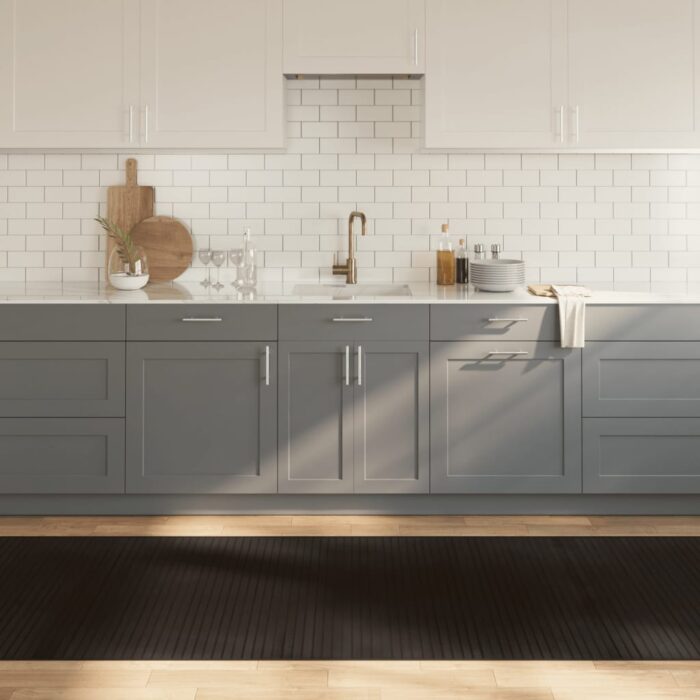 Tapis rectangulaire marron foncé 100x400 cm bambou – Image 1