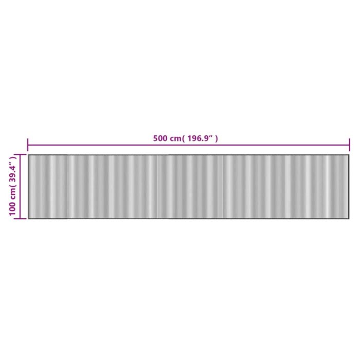 Tapis rectangulaire gris 100x500 cm bambou – Image 6