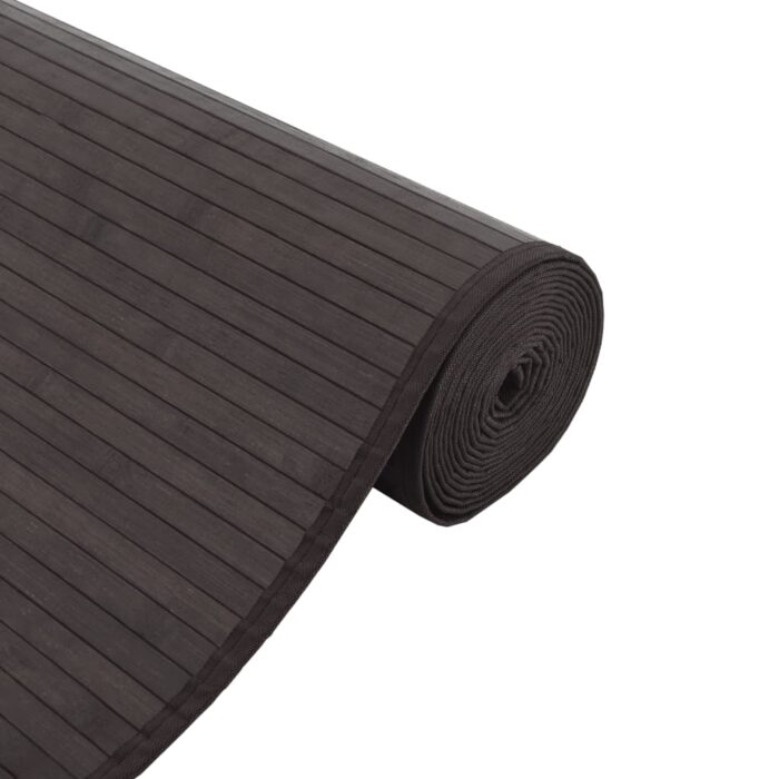Tapis rectangulaire marron foncé 100x500 cm bambou – Image 2