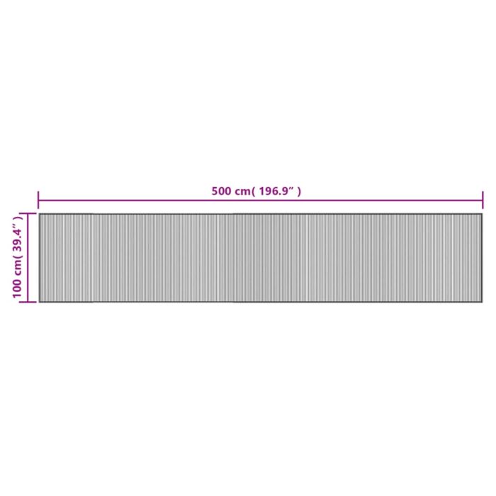 Tapis rectangulaire marron foncé 100x500 cm bambou – Image 6