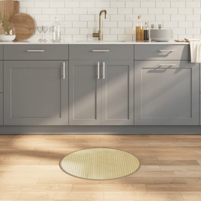 Tapis rond naturel clair 60 cm bambou – Image 1