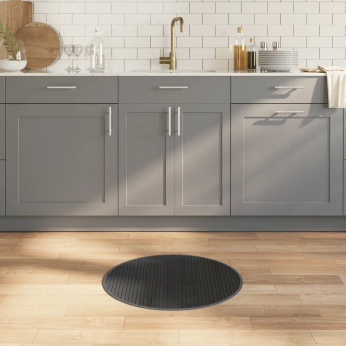 Tapis rond gris 60 cm bambou – Image 1