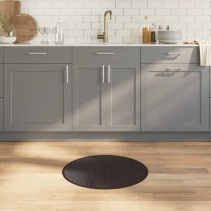 Tapis rond marron foncé 60 cm bambou