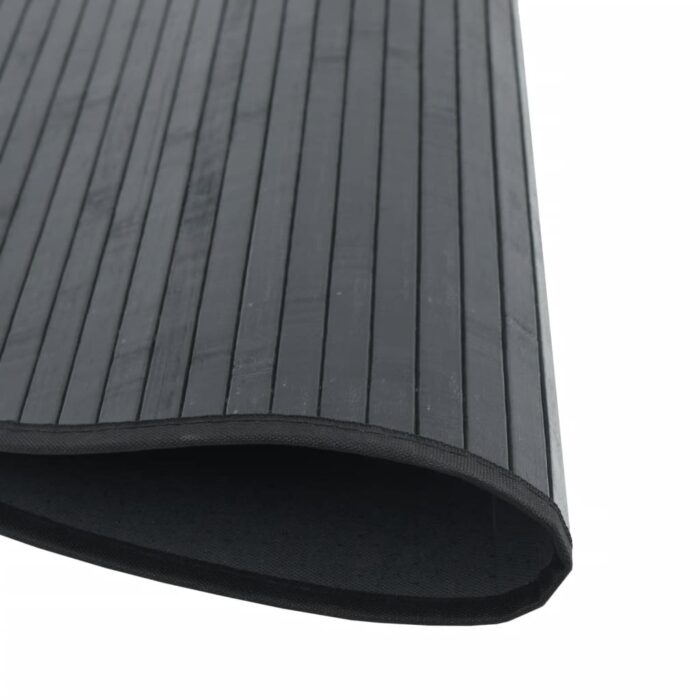 Tapis rond noir 80 cm bambou – Image 2