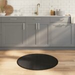 Tapis rond noir 80 cm bambou