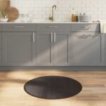 Tapis rond marron foncé 80 cm bambou